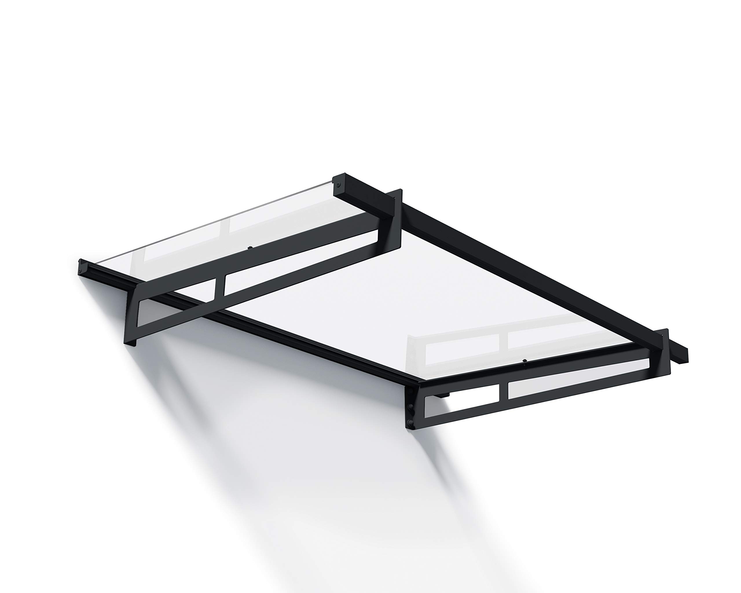 Palram - Canopia Bremen 1500-5' x 3' Window & Door Awning for Door Entrance, High-End Polycarbonate Patio Canopy with Clear Panels, UV Protection, Modern Gray Metal Frame, Weather Resistant Overhang