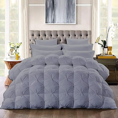 Anex Linen Juego de edredón plisado de 3 piezas, 100% algodón orgánico de alta calidad, ultrasuave, plumón de ganso alternativo, con 2 fundas de