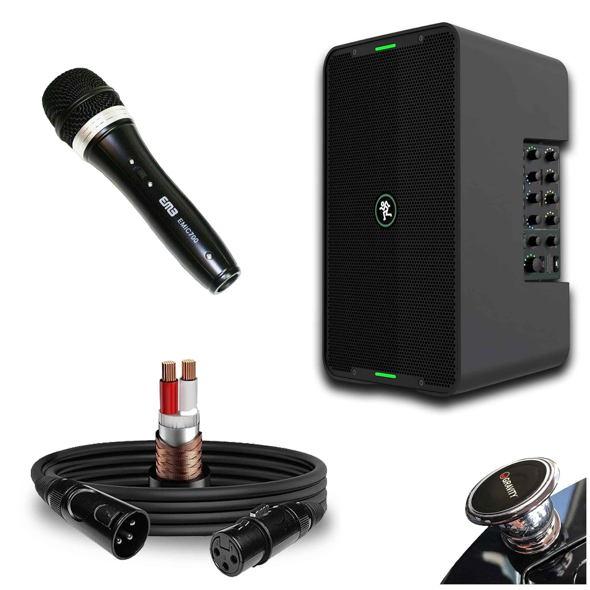 Mackie ShowBox All-in-One Battery Powered Performance Rig with Bluetooth Bundle with Pro 16AWG XLR Mic Cable & Professional Dynamic Microphone - Ultimate Live Sound