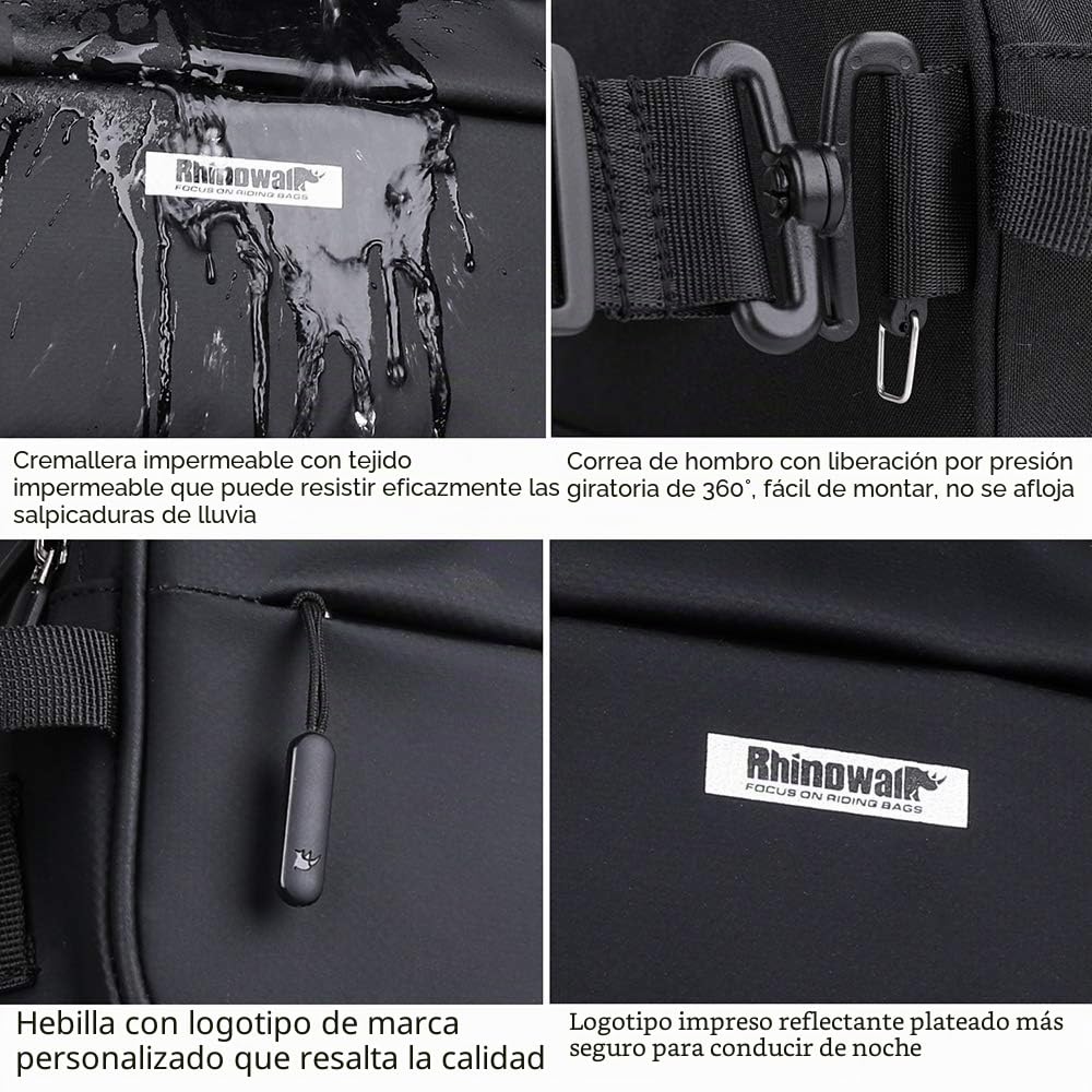 Rhinowalk Bolsa de Bicicleta, Bolsa de Manillar de Bicicleta, Impermeable, Bolsa Delantera de Bicicleta, para Bicicleta Deportiva, Accesorios de Ciclismo Profesionales