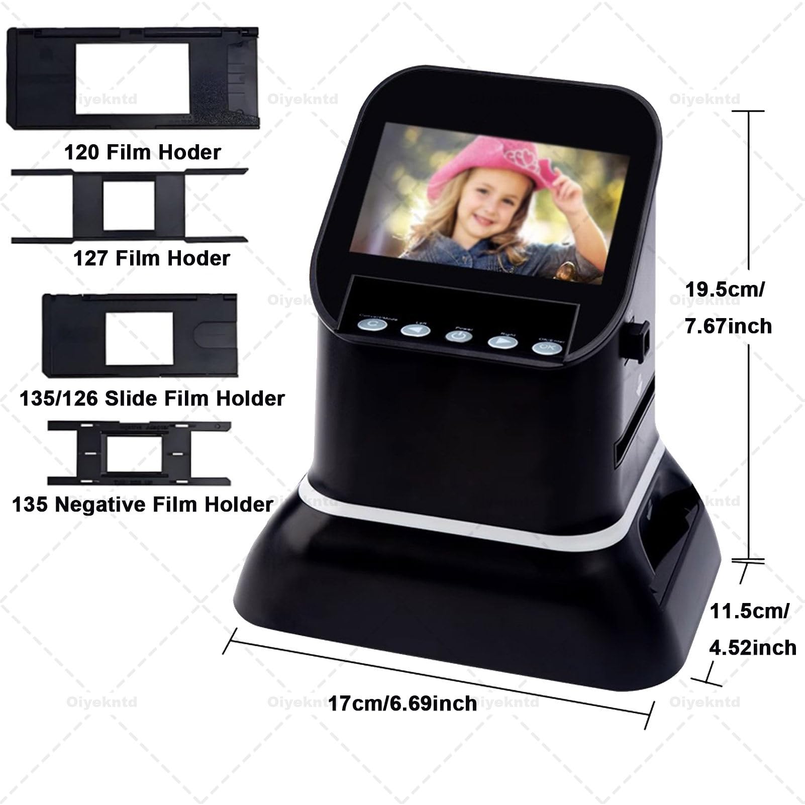Scanner numérique de films et diapositives 22 MP, convertit les films et diapositives 135, 126, 120 et 127 en négatifs, photos couleur, noir et blanc et format JPG, écran LCD 4,3 pouces, scanner