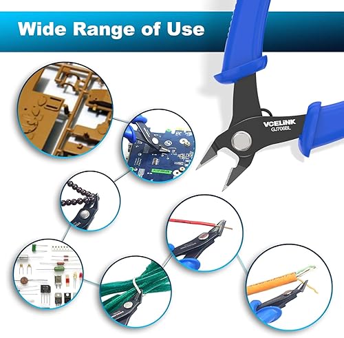 Miniatura 3 de VCELINK Cortador de alambre pequeño con resorte GJ706BL, alicates de corte empotrado de precisión para electrónica, fabricación de joyas, modelos,
