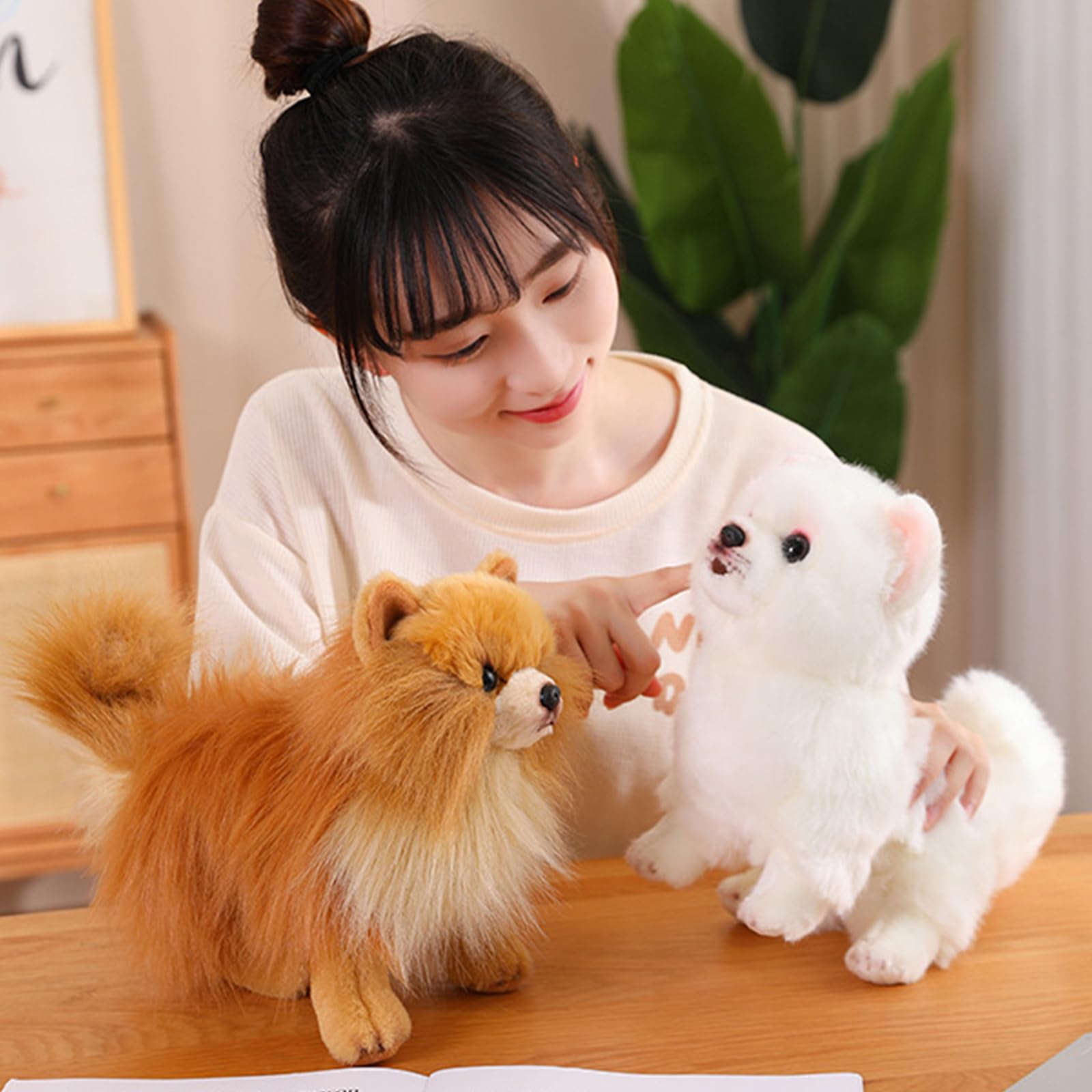 Generisch Empatía edificio, juguete de peluche suave para perro, vínculo familiar, muñeca de compañía, figura de confort pomerania realista, perro de peluche