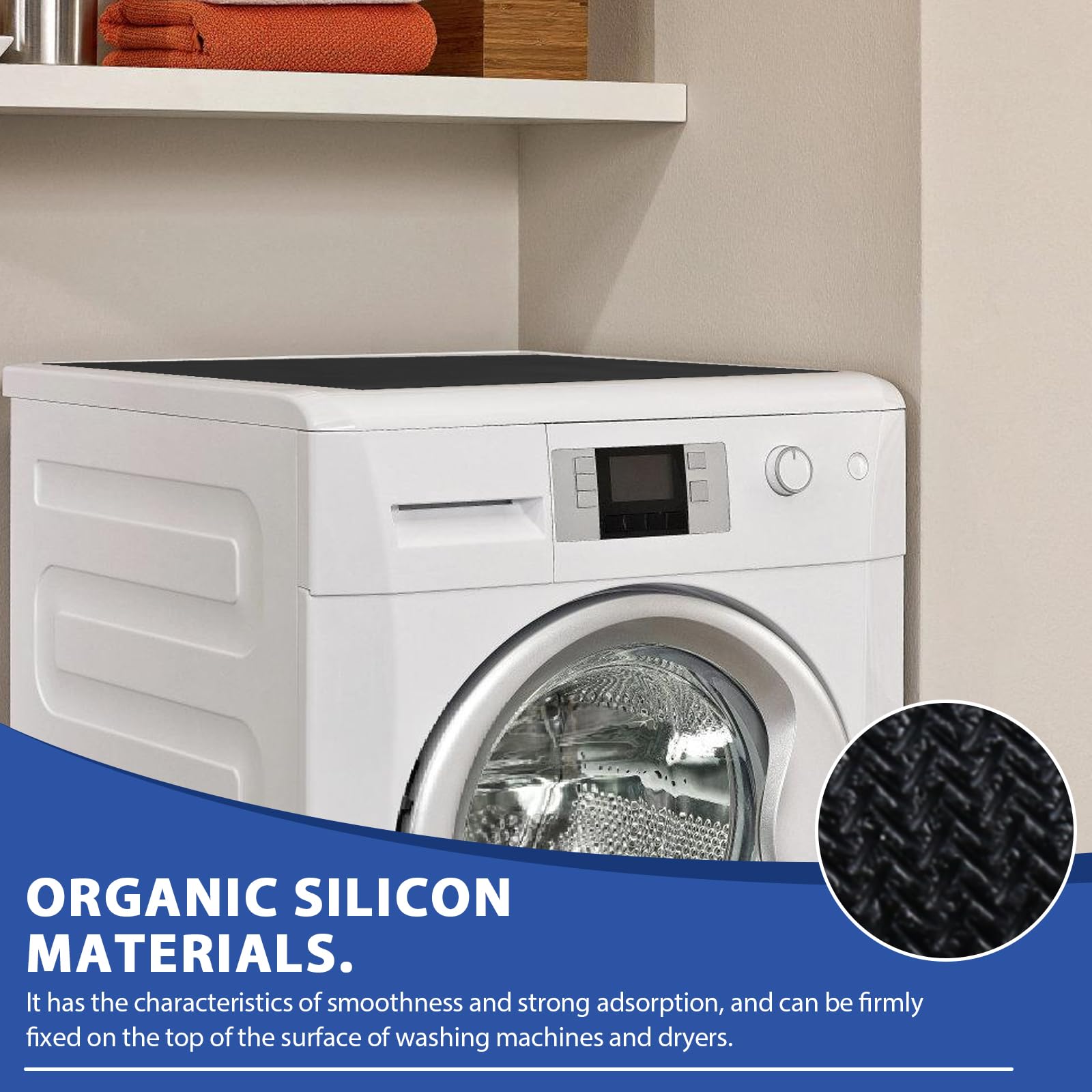Coperchio Universale per Lavatrice, Coperchio Antipolvere per Lavatrice 60 x 60 cm, Coperchio Protettivo per Lavatrice a Tamburo, Tappetino Antiscivolo per Lavatrice, Frigorifero e Cucina, Nero