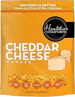 Healthier Comforts Cheddar Cheese Powder (1.5 lb) | Premium Yellow Chedd...