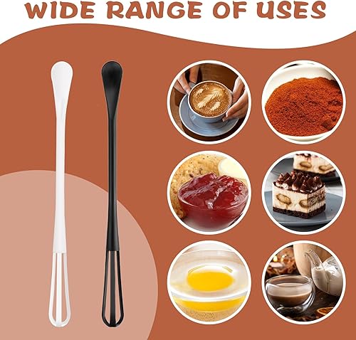 Miniatura 7 de Mini batidor multifuncional, 2 piezas, pequeño utensilio de batidor 2 en 1, mini cuchara de azúcar, globo de mezcla, juego de herramientas para