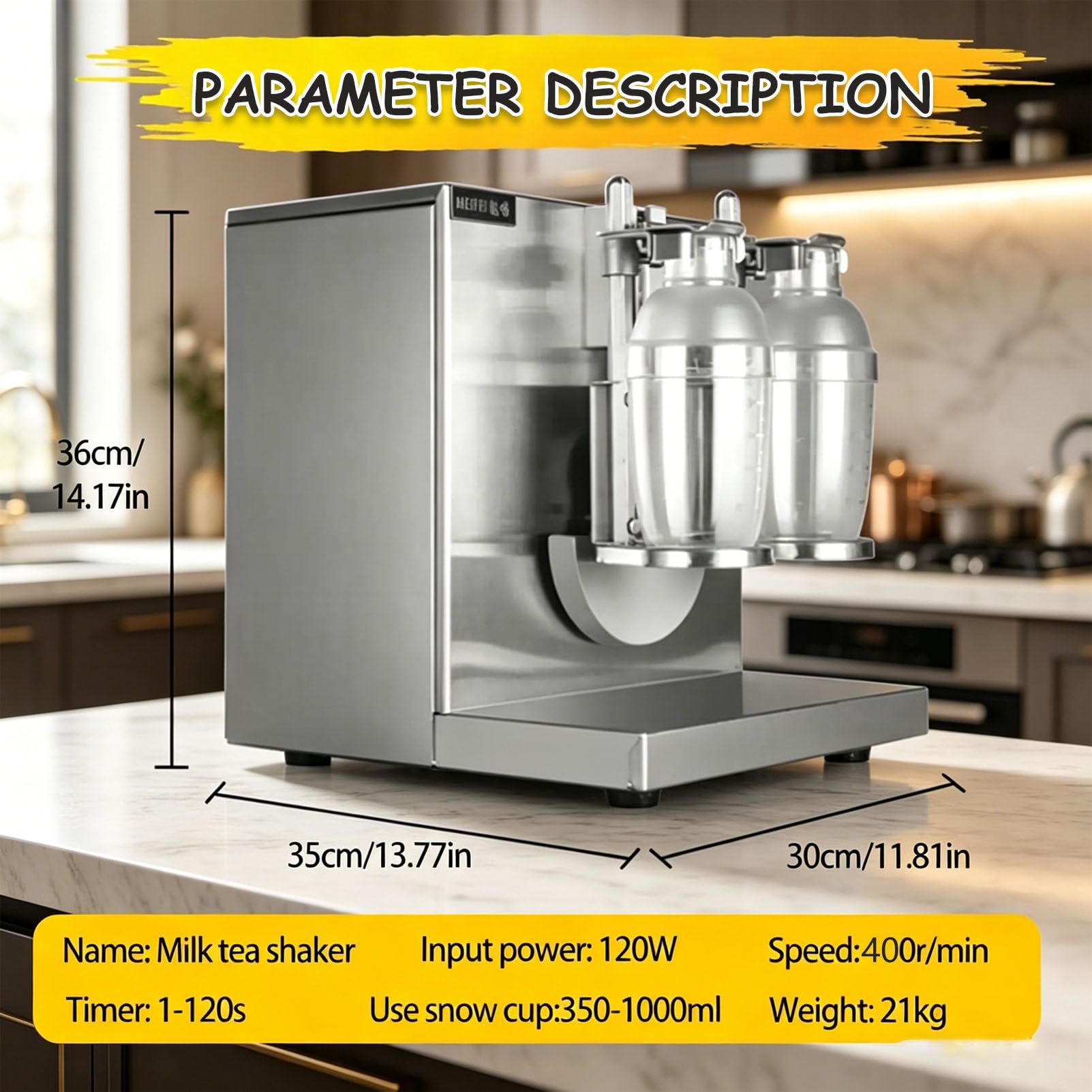 Elektryczny shaker do herbaty mlecznej o mocy 120 W,elektryczna maszyna do robienia bubble tea,dwuramowa maszyna do robienia bubble boba z regulacją w zakresie 0–120 s,do herbaty,soku,kawy i wina