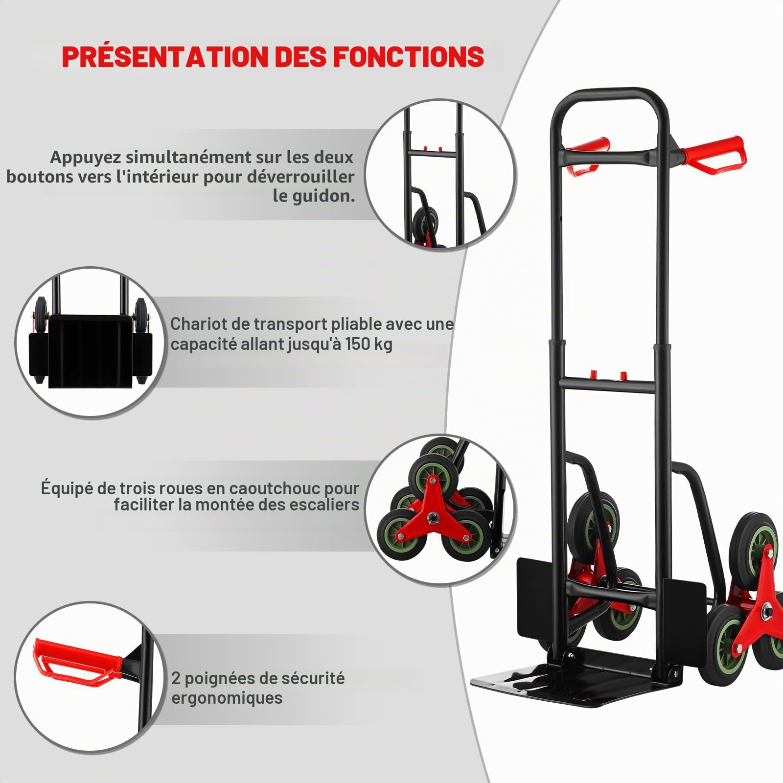 TEENO Chariot Diable Pliable, Chariot de Transport