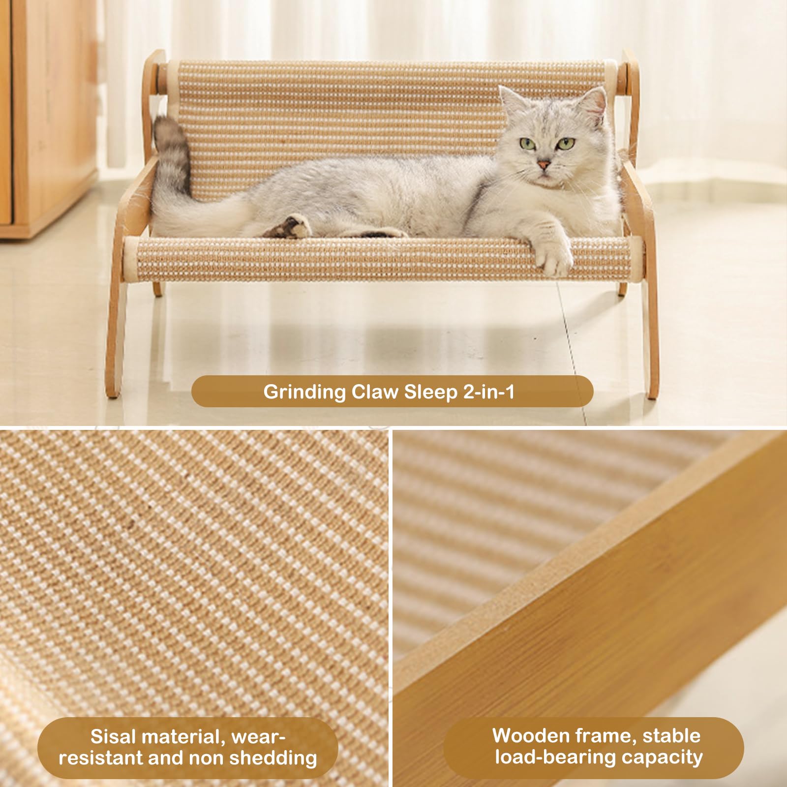 Kratzsofa Katzenbett,Kätzchen Kratzcouch-Sisal Kratzstuhl für Katzen Outdoor&Indoor Katzen-Lounge-Stuhl gegen Langeweile und zum Krallenschärfen,Katzenliege für Zuhause, Wohnzimmer, Garten, Balkon