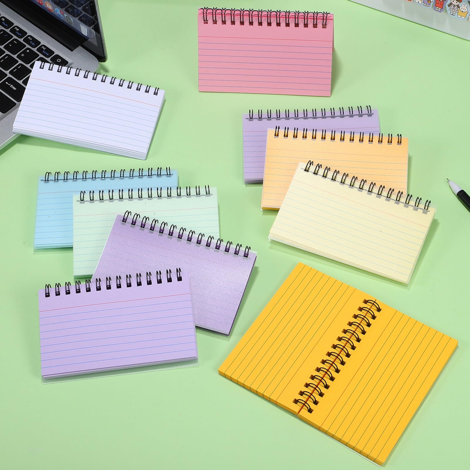 MAGICLULU 10pezzi Quaderno Spirale Schede Indice Piccole Carta Scorrevole Senza Sbavature Linee Orizzontali Per Facile Strappo Design Compatto Per Trasporto Comodo Per Ufficio Scuola Apprend