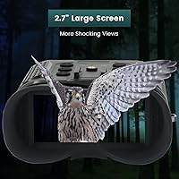 Vista 4 de Gafas de visión nocturna montadas en la cabeza, prismáticos digitales recargables de visión nocturna infrarroja de 1312 pies y 2.7 pulgadas