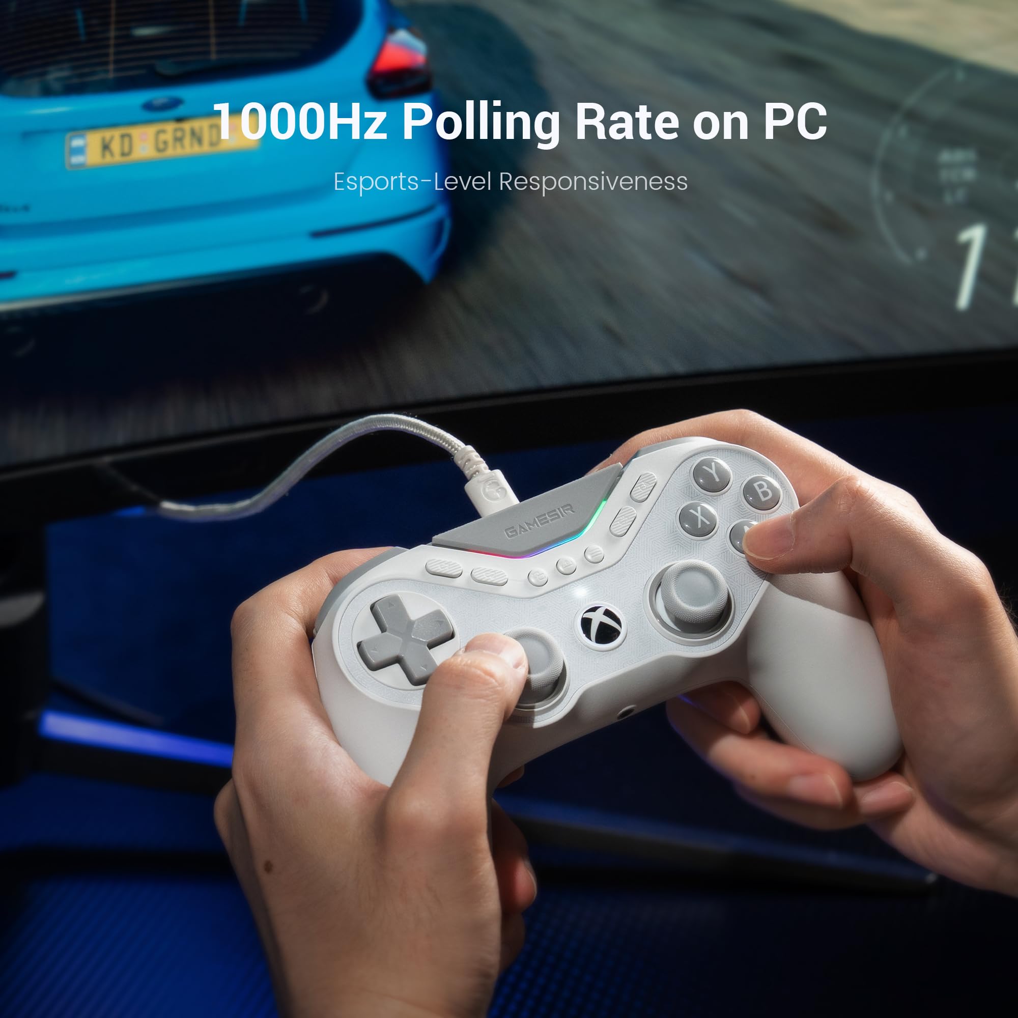 GameSir Tarantula Pro Mando Esports con cable para XBOX & PC | 9 botones reasignables adicionales, 1000Hz en PC, sticks TMR, gatillos Hall Effect, Gyro y RGB