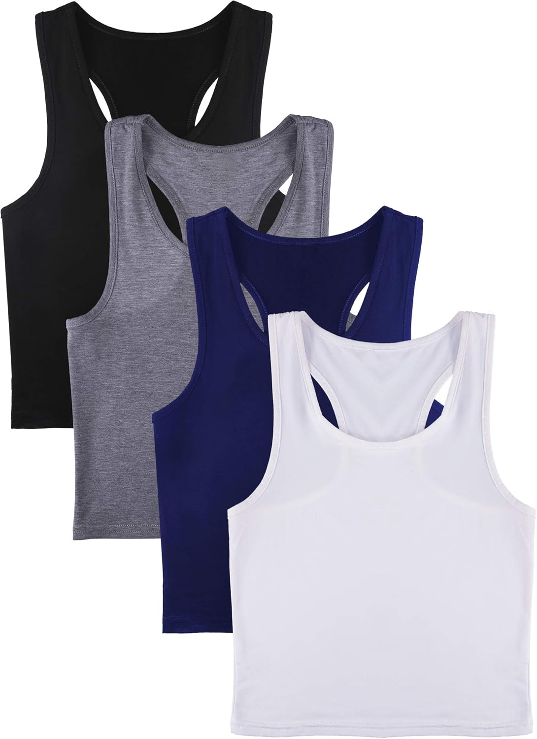 Geyoga 4 Pieces Basic Workout Crop Tank Tops Sleeveless Racerback Sport Tank Top for Women Yoga Running - Image 6