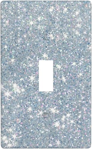 Placa de pared plateada para interruptor de luz brillante, cubierta de interruptor de palanca individual, 1 placa de interruptor de banda, placas