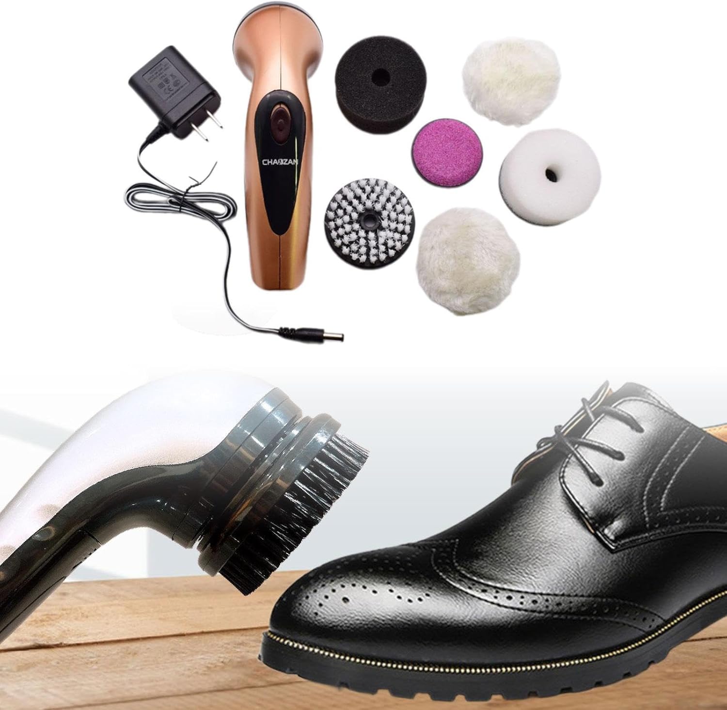 Electric Shoe Scrubber Portable Lightweight Multipurpose Handheld Electric Shoe Polisher Brush Automatic for Sofa, Gold