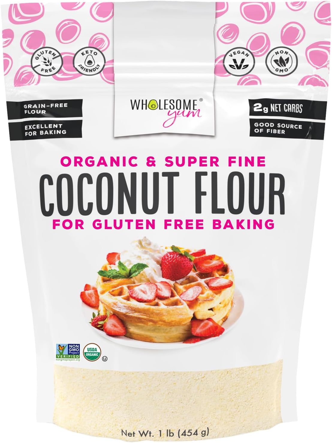 - Wholesome Yum Premium Organic Coconut Flour For Baking & More (16 oz / 1 lb) - Low Carb, Gluten Free, Non GMO, Keto Friendly Flour Substitute
