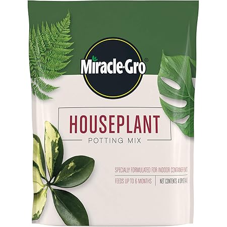 Miracle-Gro Houseplant Potting Mix: Fertilized, Perlite Soil for Indoor Gardening, Designed to Be Less Prone to Gnats, 4 qt.