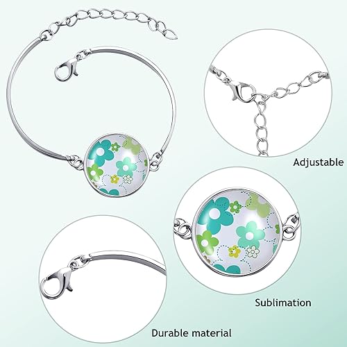 Miniatura 3 de Hicarer 10 pulseras de sublimación en blanco, bandejas de transferencia de pulseras redondas, base en blanco con 10 espacios en blanco redondos de