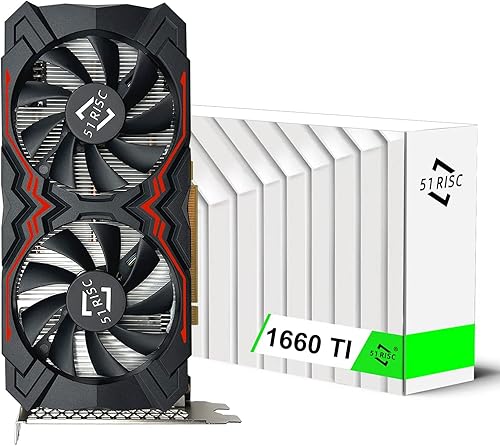 51RISC Tarjeta gráfica GeForce GTX 1660 Ti, 6 GB GDDR6 192bit tarjeta de video para juegos GPU PCIe 3.0 x16 DP HDMI DVI 1080P 2K tarjeta de juego PC