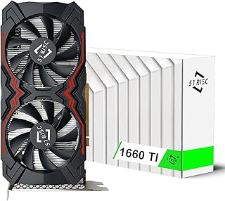 51RISC GeForce GTX 1660 Ti Graphics Card, 6GB GDDR6 192bit Video Card for Gaming GPU PCIe 3.0 x16 DP HDMI DVI 1080P 2K Game PC Card 1660ti 4K 8K Display (GTX 1660 Ti - Red)