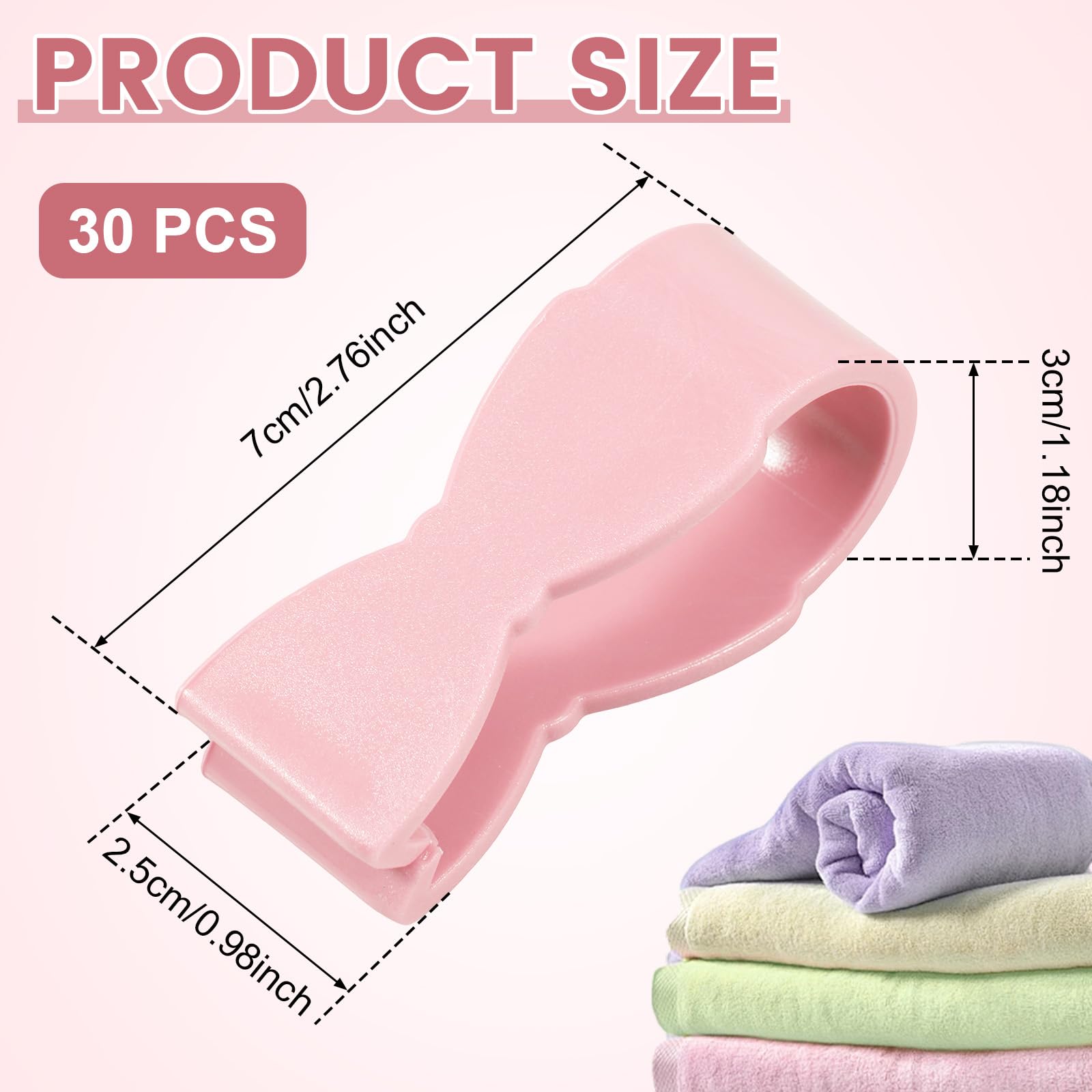 30 Pcs Towel Clips for Kitchen, Plastic Hand Towel Clips Towel Clamps, Inverted Tooth Towel Clamps Reusable Towel Holder Clip Practical Towel Stand Clips for Home Bathroom Kitchen (Pink)