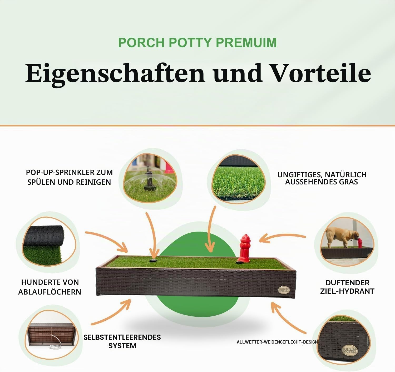 Porch Potty Premium automatisches Hundeklo mit Rasen aus Synthetik in Braun