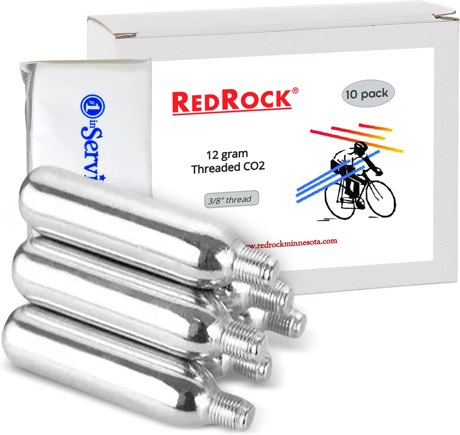 Redrock 10 Pack Threaded Co2 Cartridges Bike Tire Inflator