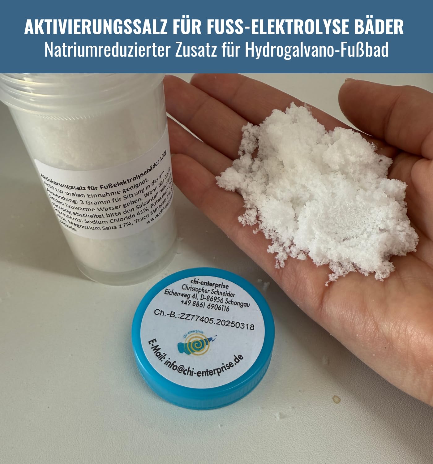 1000 g Sale attivante per Hydrosana, Bioenergiser Detox Spa, Ion Cleanser, Royal Spa e altri pediluvi - ridotto contenuto di sodio, arricchito con potassio e magnesio