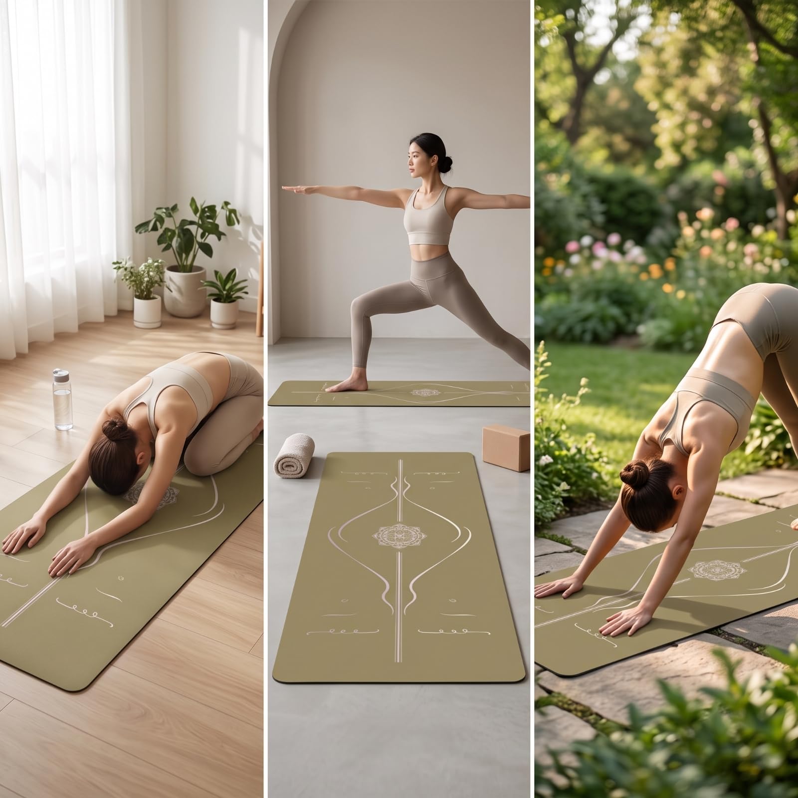 Yogamatte gedämpft Yogamatte mit Kautschuk-Unterseite gepolstert Pilatesmatte für Yogis, Yogastätte, Zuhause