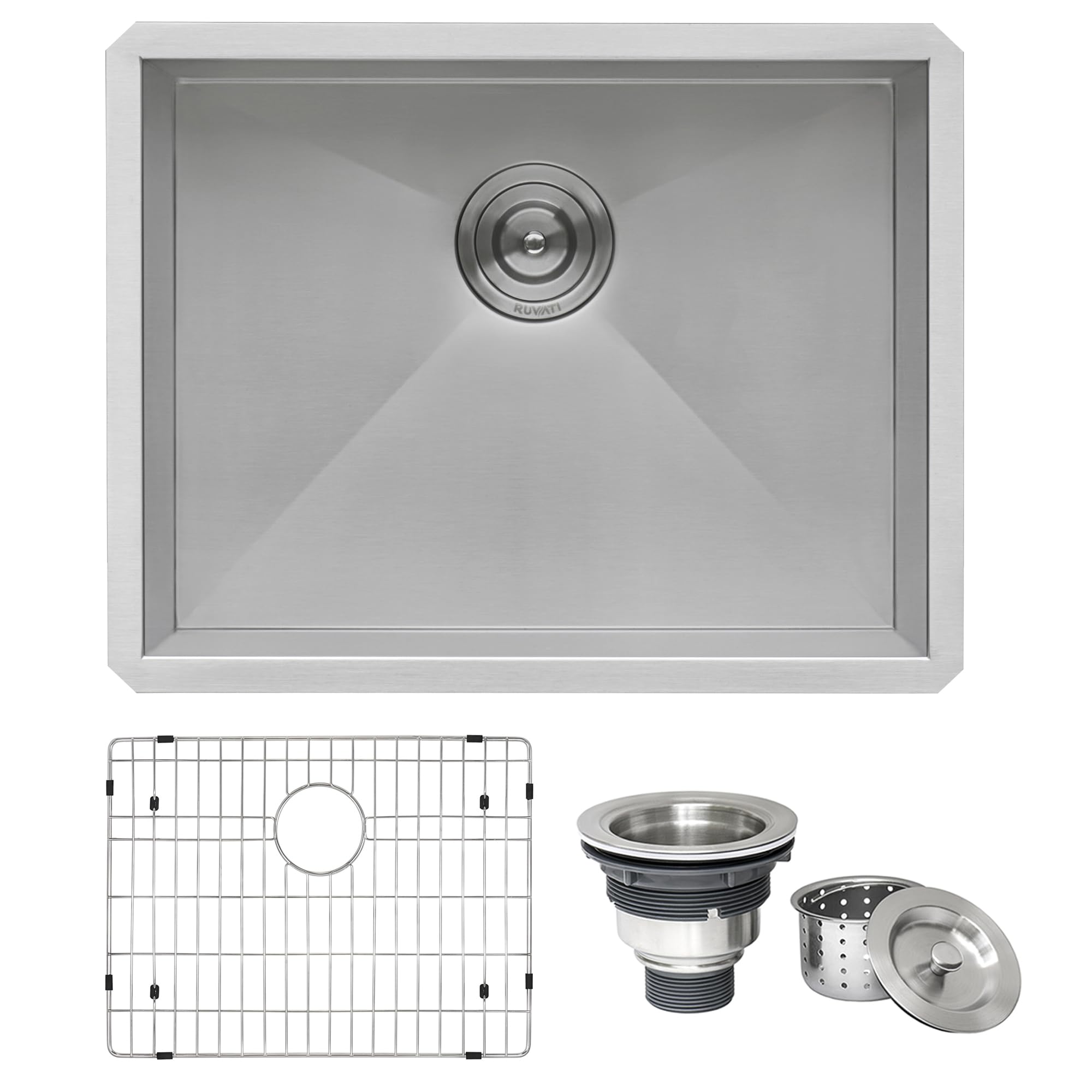 Ruvati RVH7100 Undermount 16 Gauge 23" Kitchen Sink Single Bowl, Stainless Steel