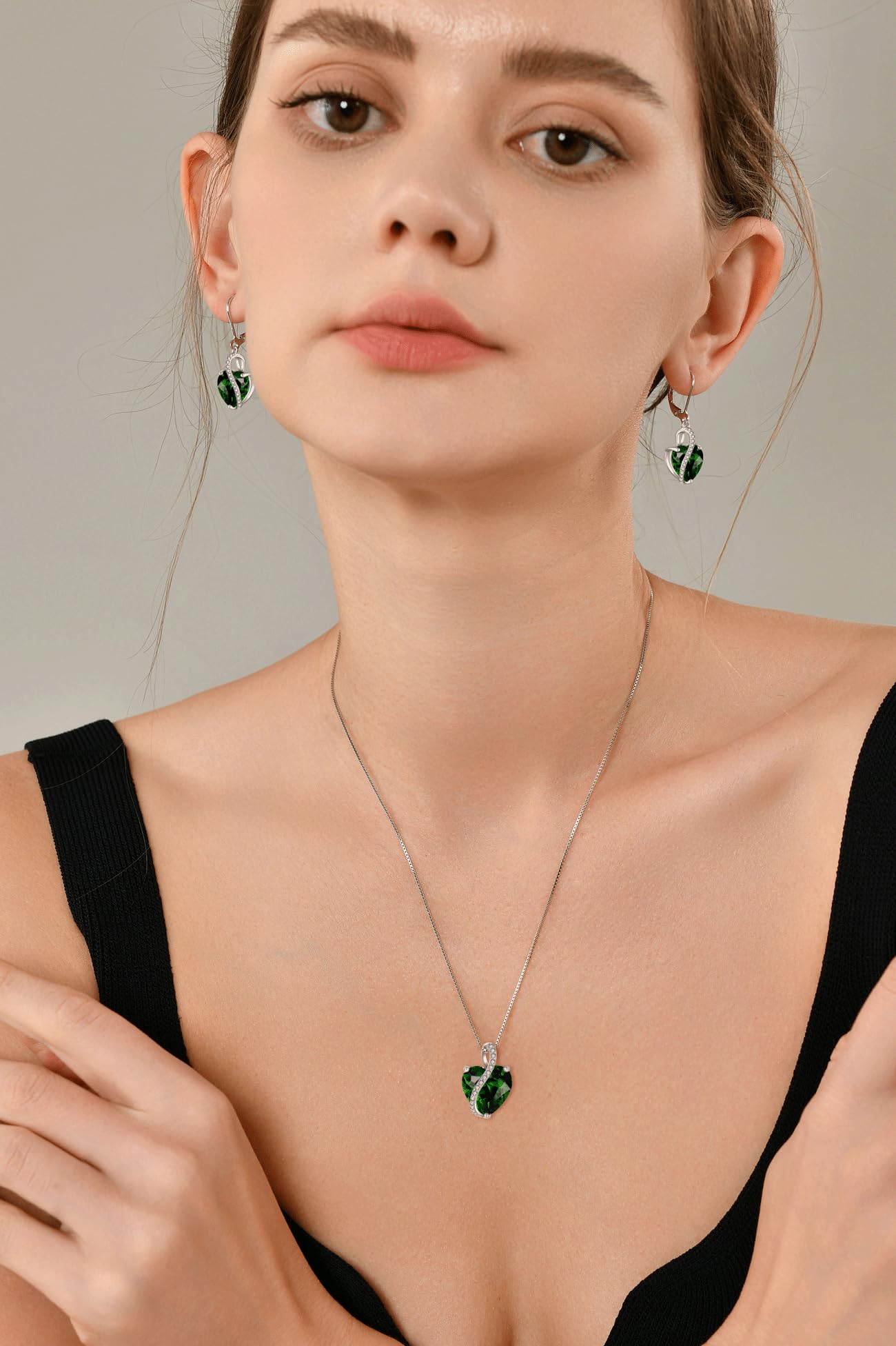 YL Collana Cuore Argento 925 con 12 Pietra Portafortuna Zirconia Cubica Ciondolo per donna