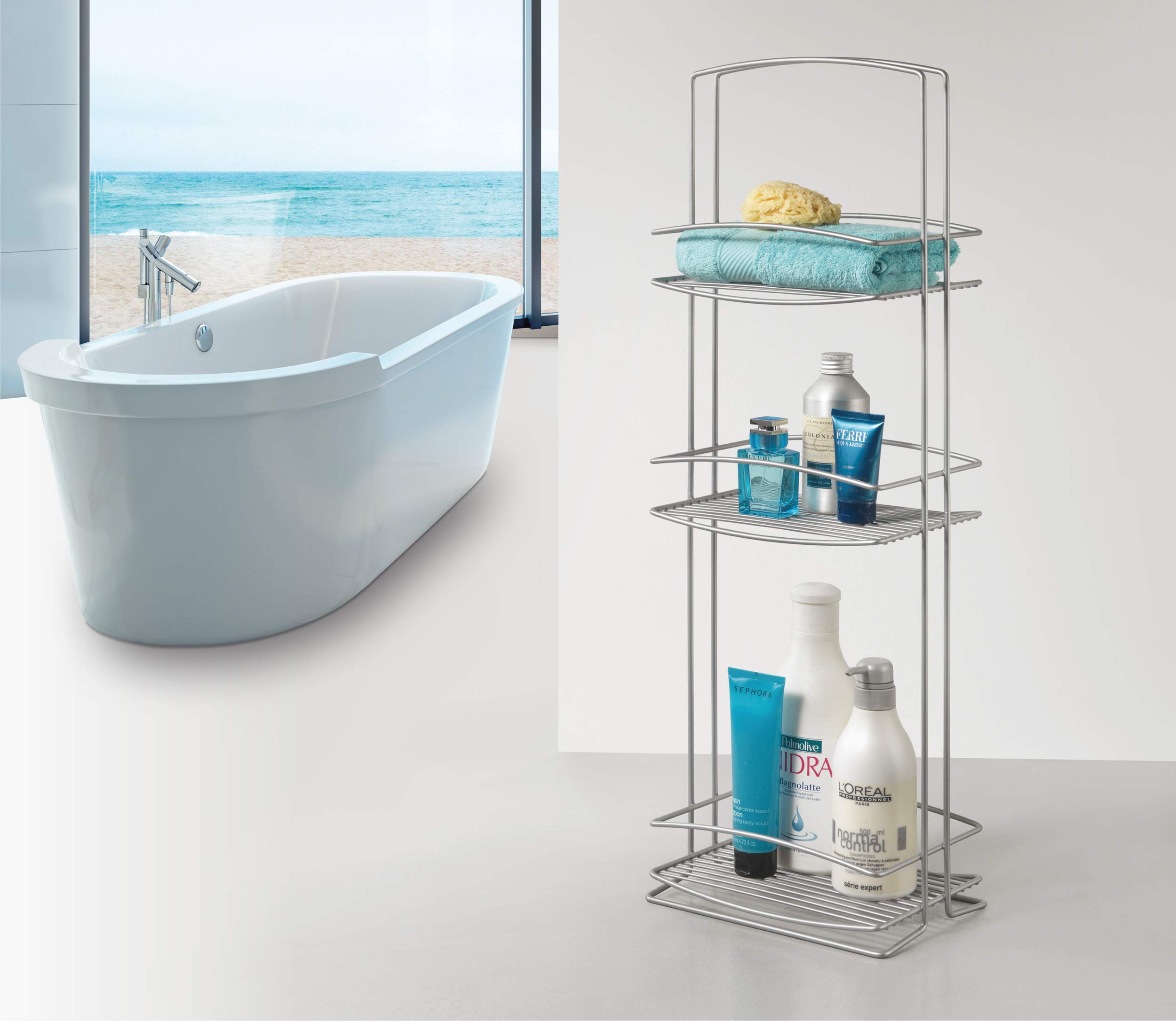 Metaltex ONDA - Mueble Baño Torre 3 Niveles. Acabado POLYTHERM color Gris.