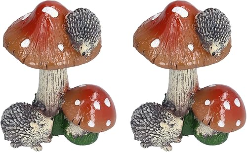 Miniatura 1 de Pyhodi 1 par de decoración de jardín de hongos erizos, decoraciones de césped de hongos erizos, adornos en miniatura de animales al aire libre,