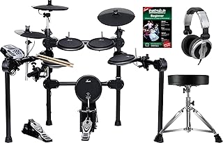 XDrum DD-520 SET 1 E-Drum Set (elektronisches Schlagzeug mit Hocker, Kopfhörer, Sticks & Fußmaschine, 458 Sounds, USB) schwarz