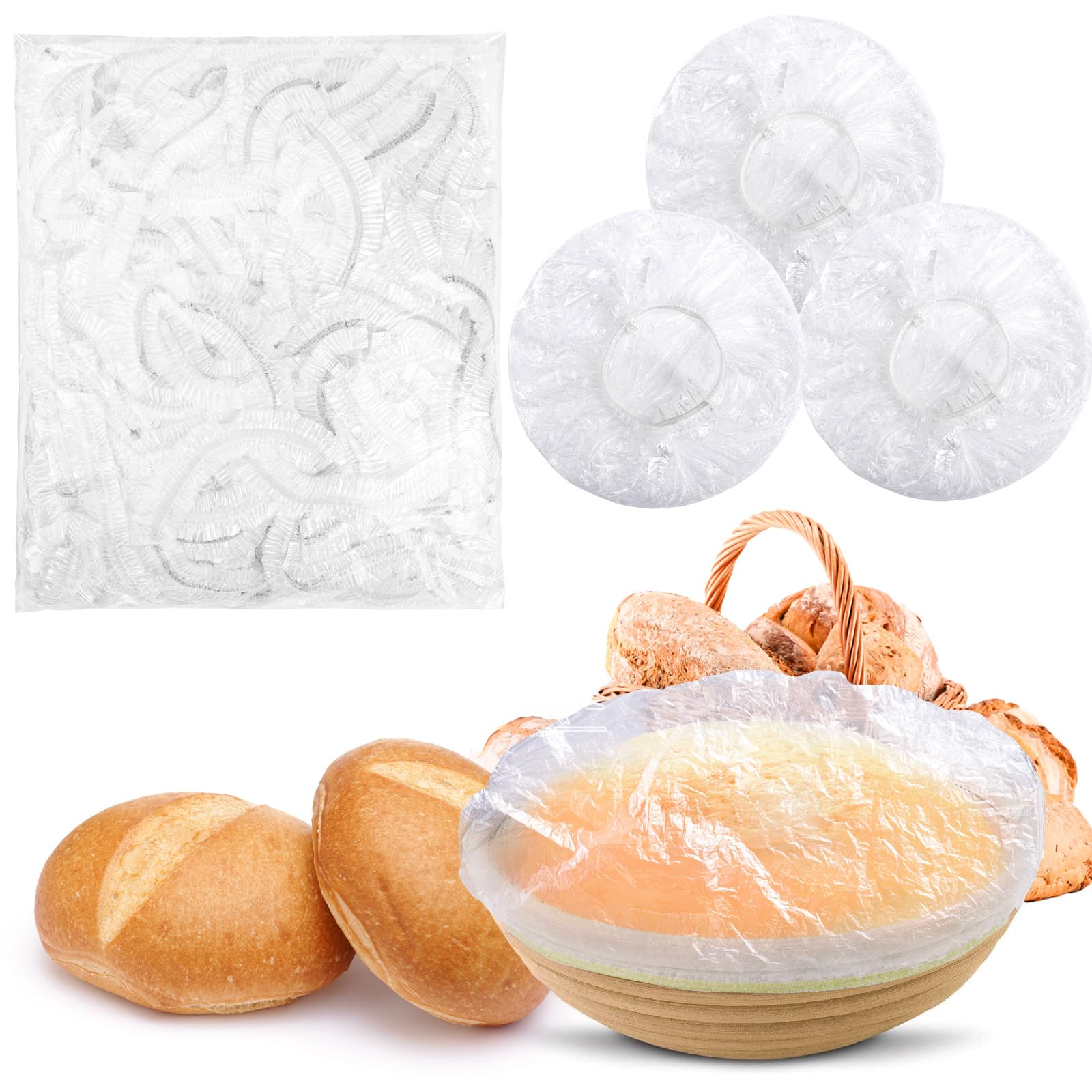 aiersa 100pcs bowl covers for bread proofing,bread bowl covers for proofing,shower caps for sourdough bread,plastic bowl covers for bread rising,sourdough bowl covers,sourdough bread baking supplies