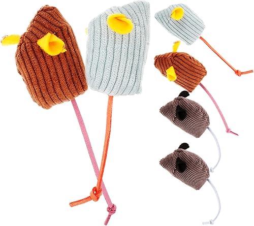 Miniatura 1 de 6pcs Plush Striped Cat Mouse with Catnip Soft Lightweight Interactive Chew for Indoor Cats and Kittens Wear-Resistant Material for Active Play and
