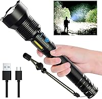 Vista 5 de cinlinso Linternas LED recargables, linterna súper brillante de alto lúmenes, 5 + 7 modos, zoomable, IPX6 impermeable, potentes linternas de mano