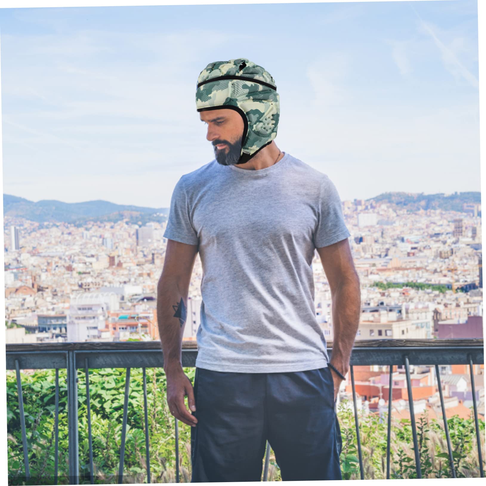 BESPORTBLE 4pezzi Casco Protettivo Per Calcio e Rugby Copricapo Imbottito Con Protezione Auricolare Per Ragazzo Ragazza e Giovani Mimeticato Accessorio Sicuro Per Sport Di Squadra