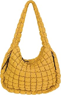 Juoxeepy Quilted Tote Bag Large Carryall Puffer Shoulder Bag Lightweight Padding Hobo Bag