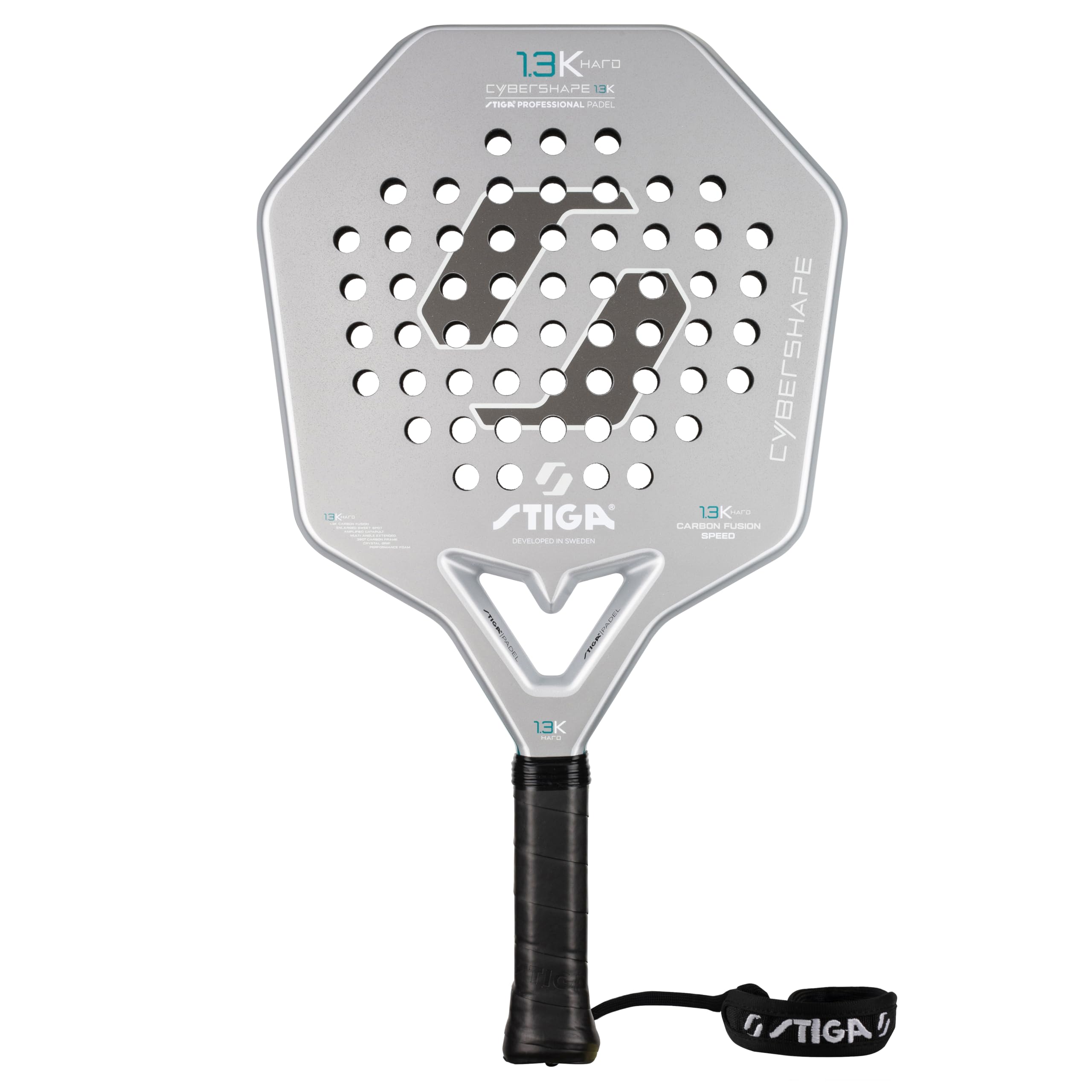 Amazon.com: STIGA 1.3K Hard Cybershape Padel Racket, Carbon Fiber