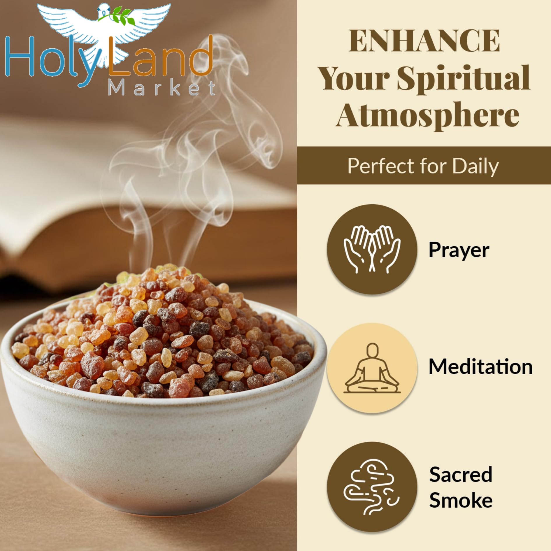 Holy Land Market Jerusalem Crushed and Sealed Flower Incense from The Holy Land (Jasmine, 9 Ounces)