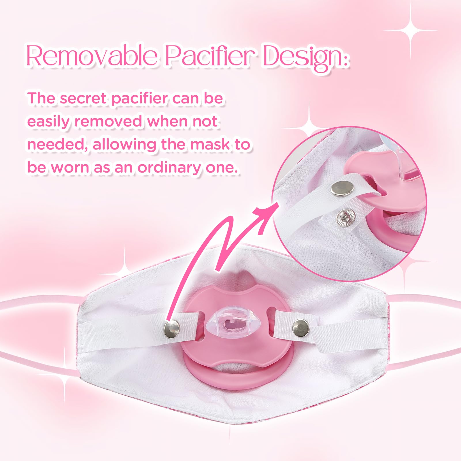 LittleForBig Discreet Sissy Gen II Masque en Tissu Réglable avec Bâillon à Sucette Amovible - Masque Facial Secret Soother avec Sangle Réglable
