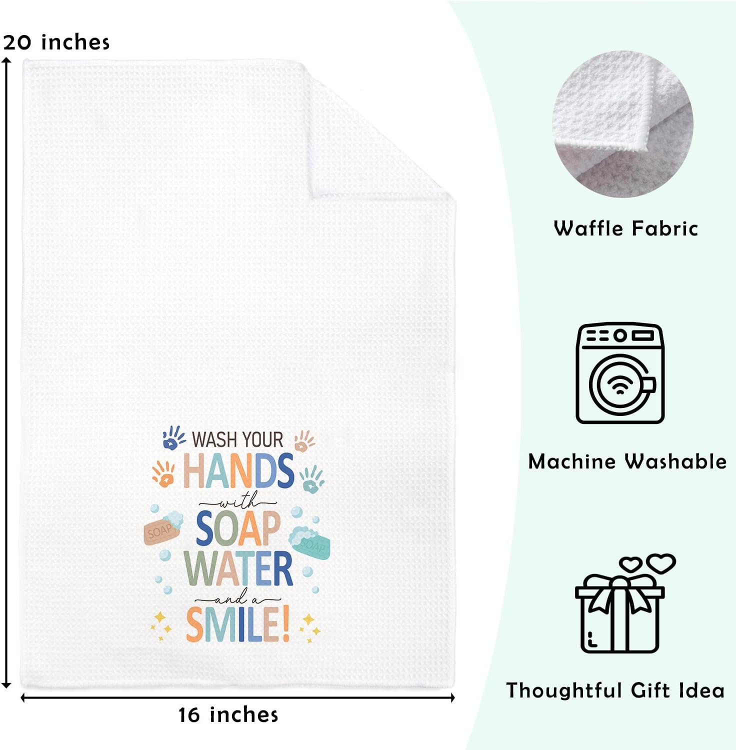 Kids Hand Towels, Wash Your Hand Decorative Hand Towels for Bathroom, Cute Bathroom Decor, Kids Bathroom Decor, Hand Towels Tea Towels for Nursery Bathroom 16x24 Inch - Image 6