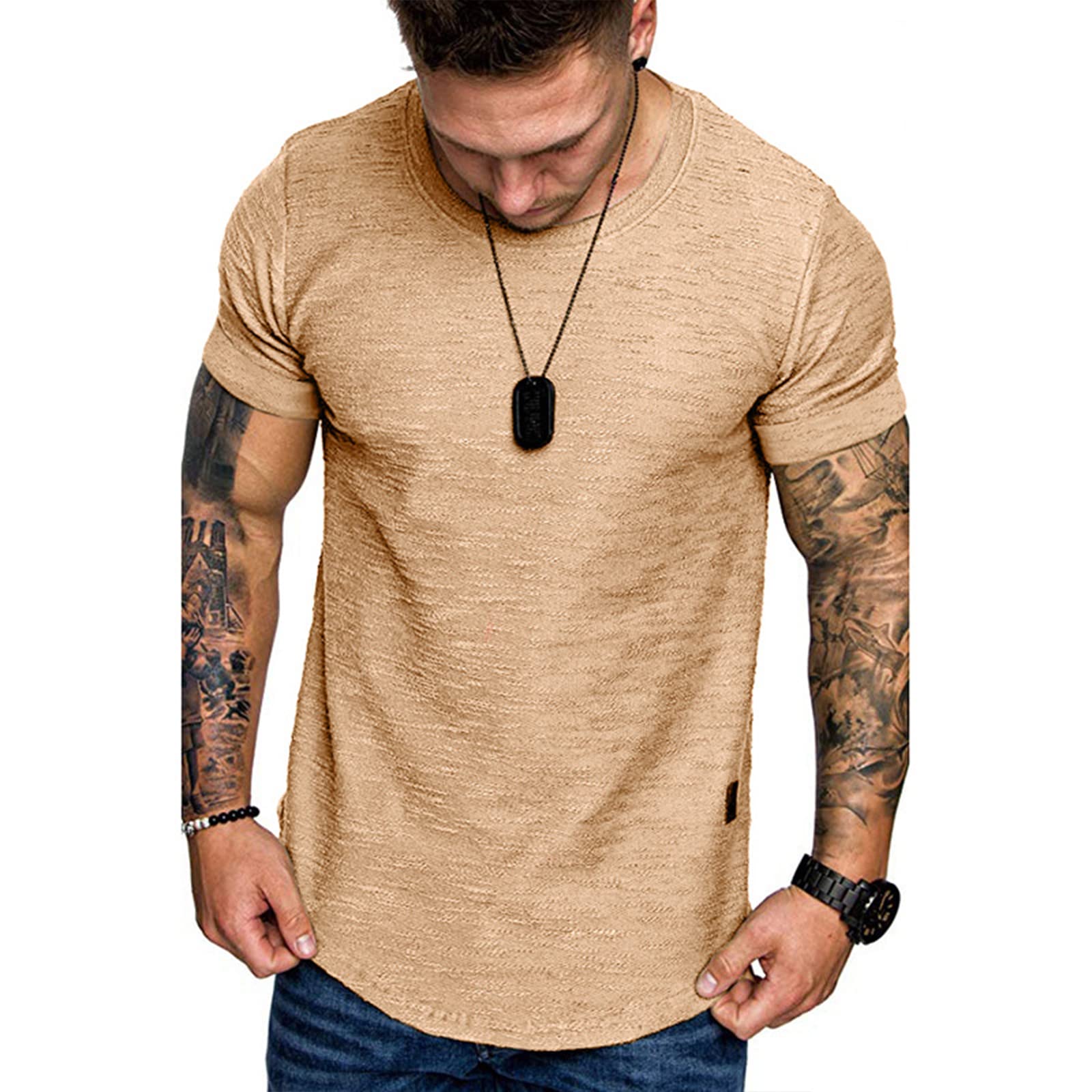 T-shirty z okrągłym dekoltem z krótkim rękawem czysta bawełna męskie rozciągliwe ponadwymiarowe szybkoschnące T-shirty oddychające wygodne