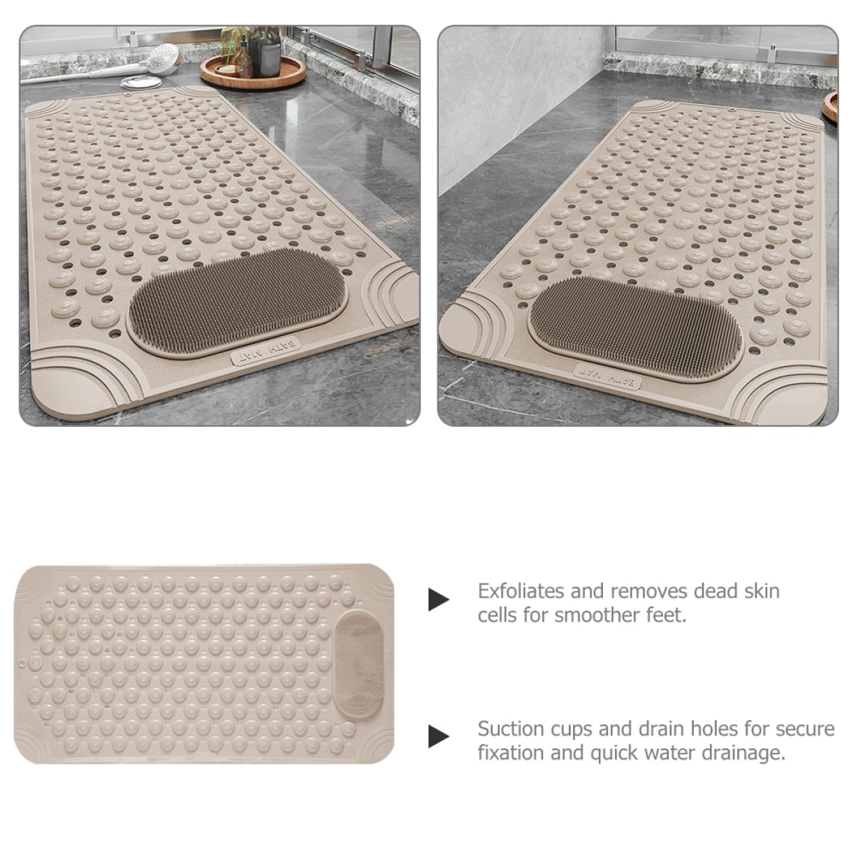 Alfombra Antideslizante de Baño Beige PVC con Ventosas