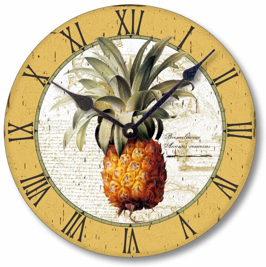 Fairy Freckles StudiosItem C2100 Vintage Style British Colonial Pineapple Clock (12 Inch Diameter)
