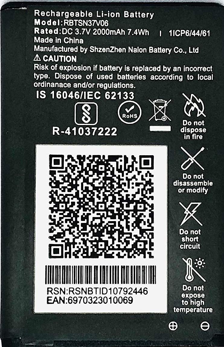 diBri BATTERYGOD Full Capacity Proper 2000 mAh Battery for Jio Mobile RBTSN37V06 All Models