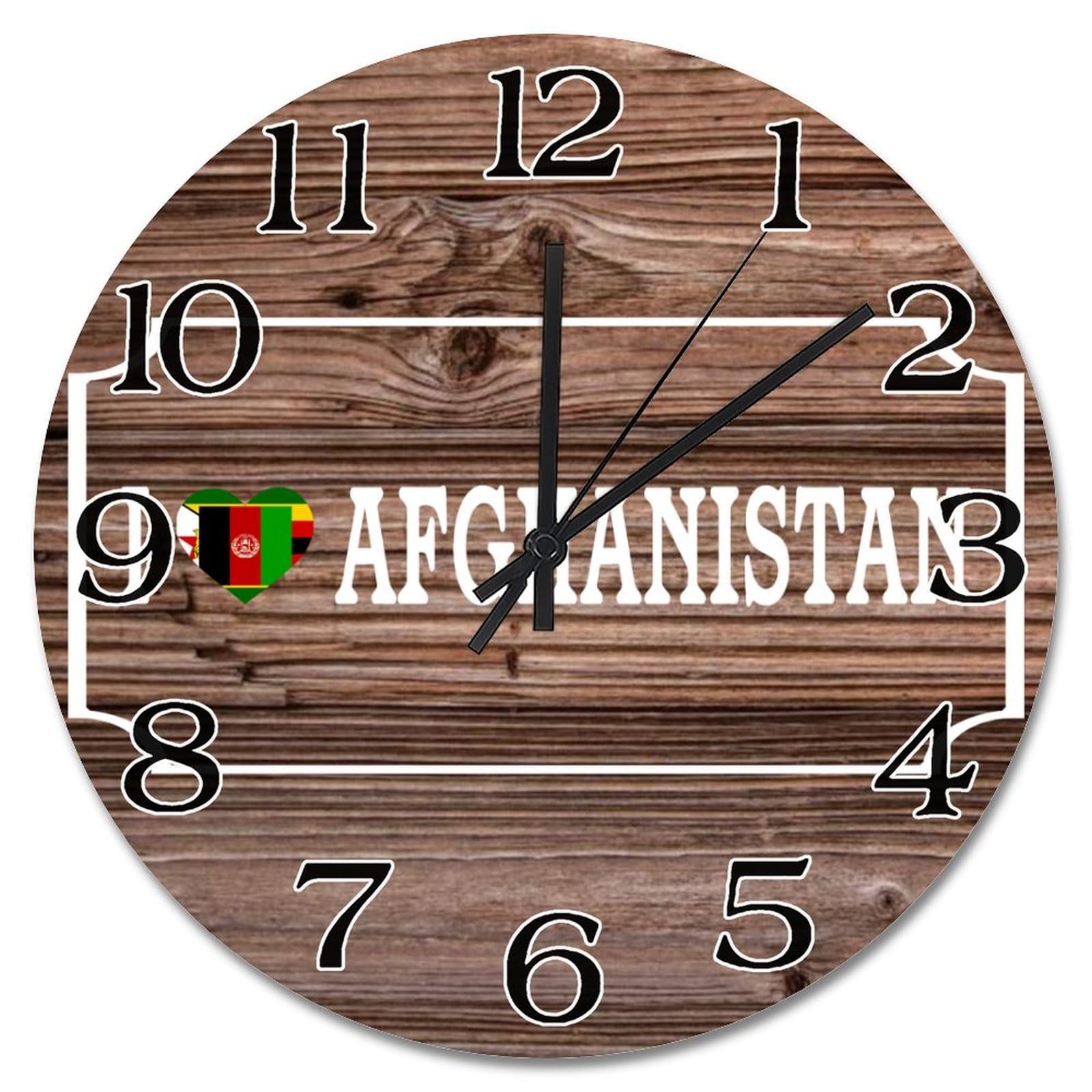 Horloge murale en bois Afghanistan souvenir de ville vintage silencieuse