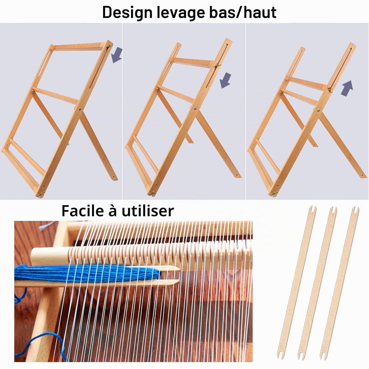 WILLOWDALE Kit de métier à tisser avec support, 64 x 49 cm (H x l) pour adultes, cadre extra large, développe la créativité pour les débutants