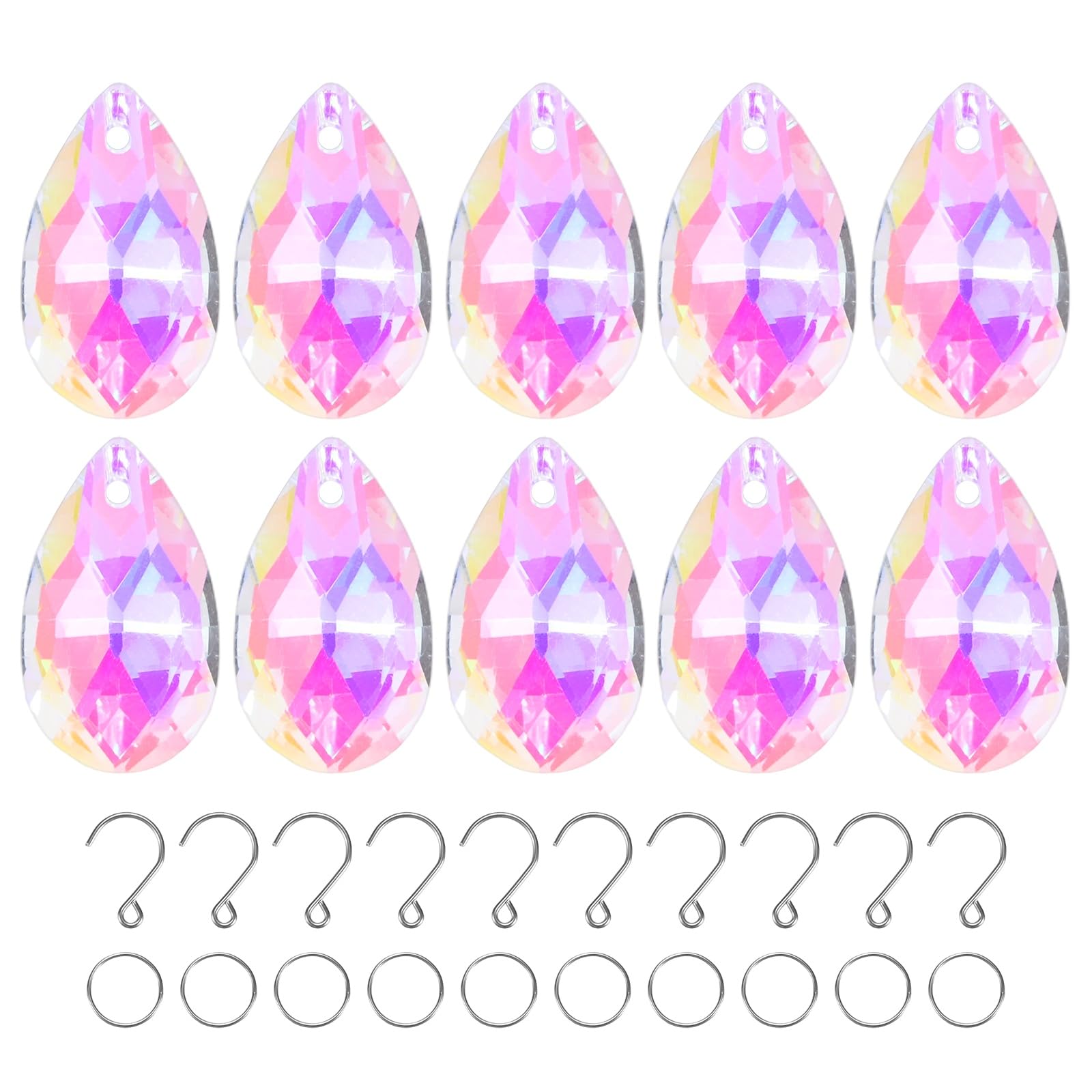 M METERXITY 10-Pack Crystal Grid Prisms, 30mm/1.18 Inch Chandelier Pendant Maker Hanging Crystals Chandelier Prisms for Home/Windows/Garden/DIY Decoration[AB Color]